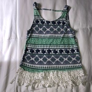 cropped tank top with fringe